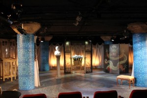 Ghost Sonata takes place in a mystical dream world through which mortals wander before reaching the kingdom of death in afterlife (Scenic Painter: Linda Noland)